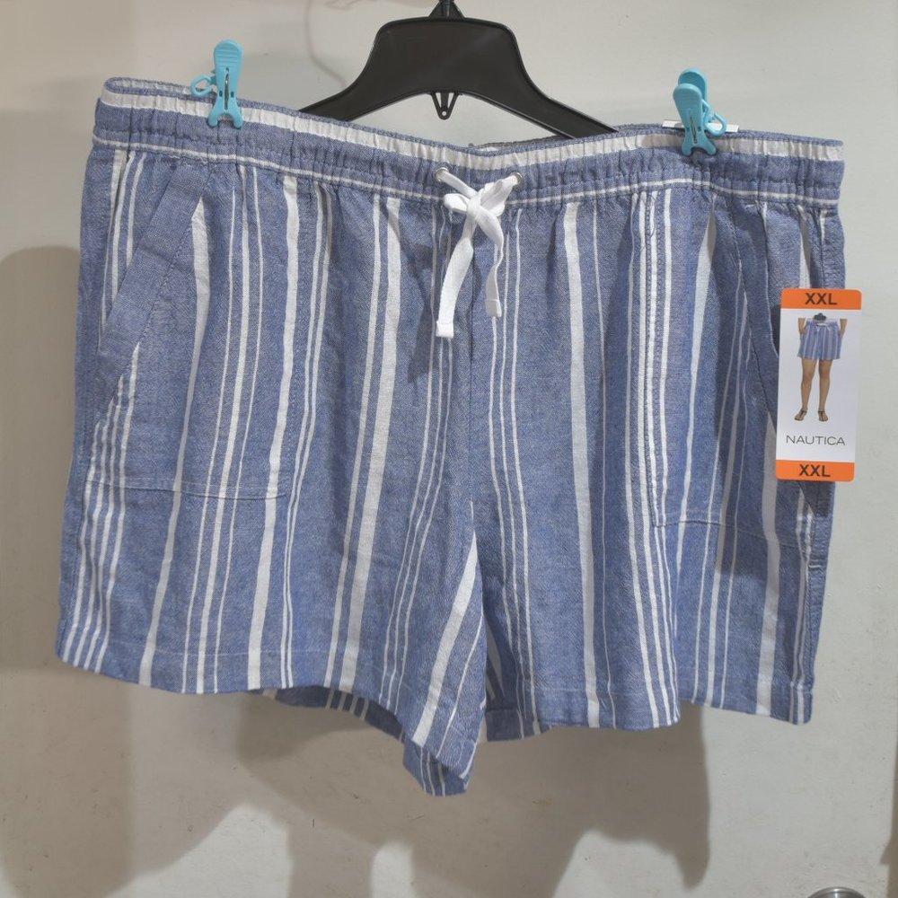 nautica ladies linen short blue